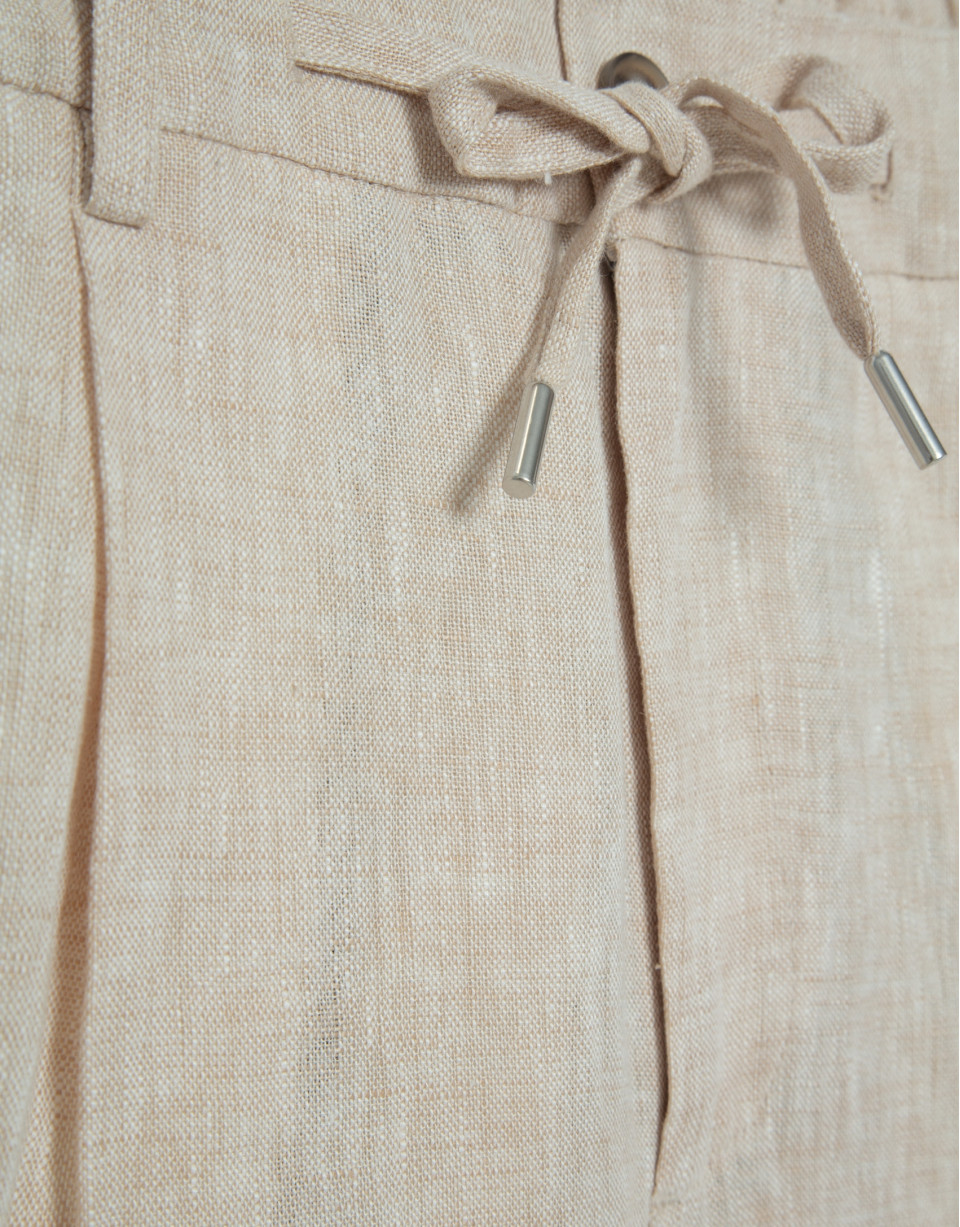 Pantalón pinzas lino color beige - Hombre | Roberto Verino