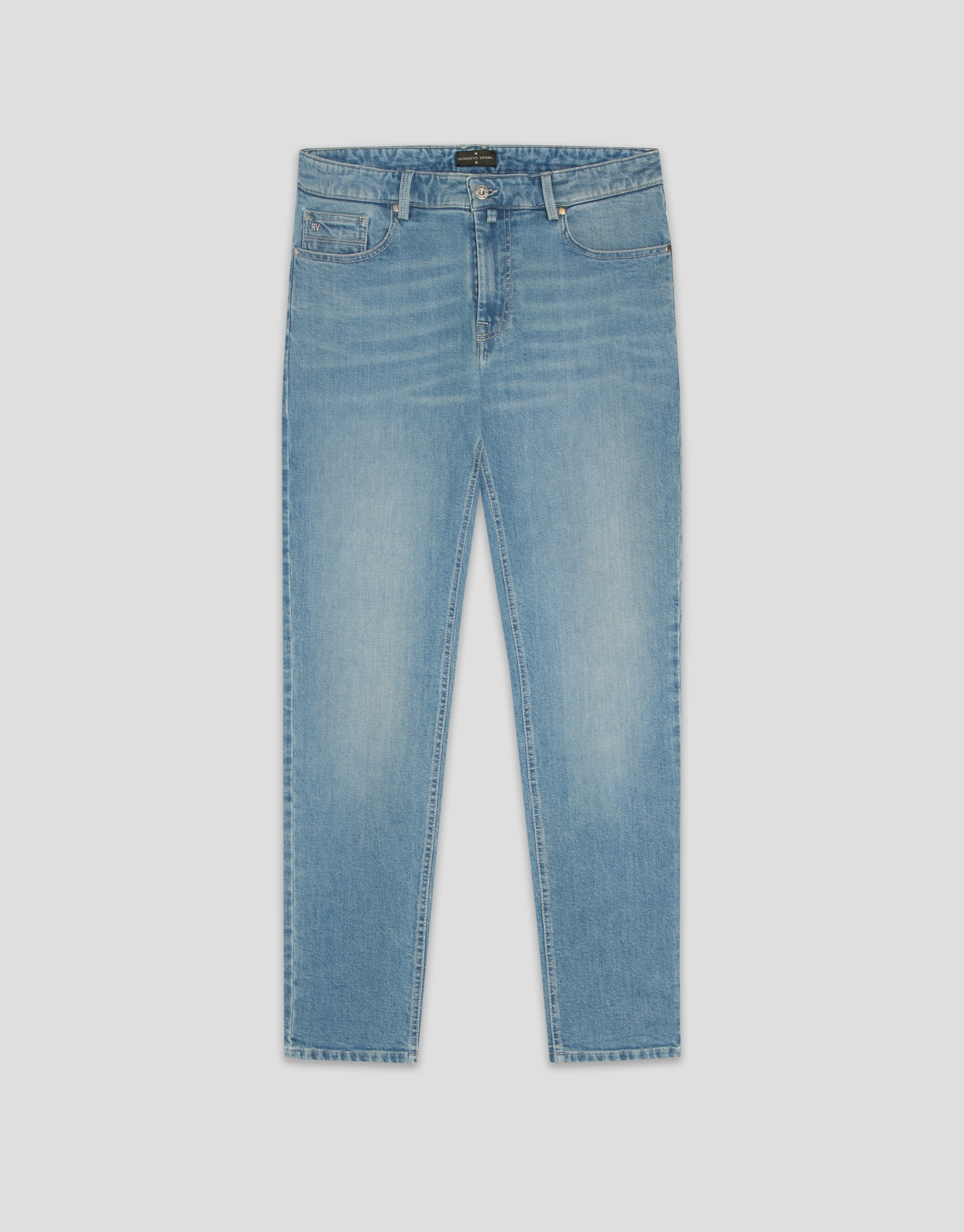 Light blue stone-washed denim jeans - Man | Roberto Verino