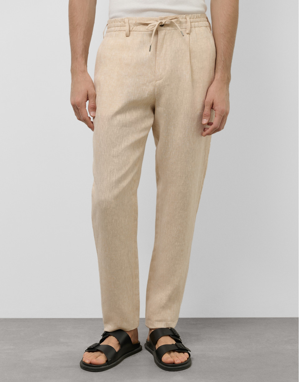 Pantalón pinzas lino color beige - Hombre | Roberto Verino