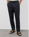 Blue melange linen pants with darts - Man | Roberto Verino