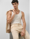 Pantalón pinzas lino color beige - Hombre | Roberto Verino