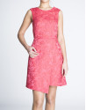Coral dress with bare back 
