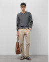 Light tan bird's eye chino pants - Man - SS2025 | Roberto Verino
