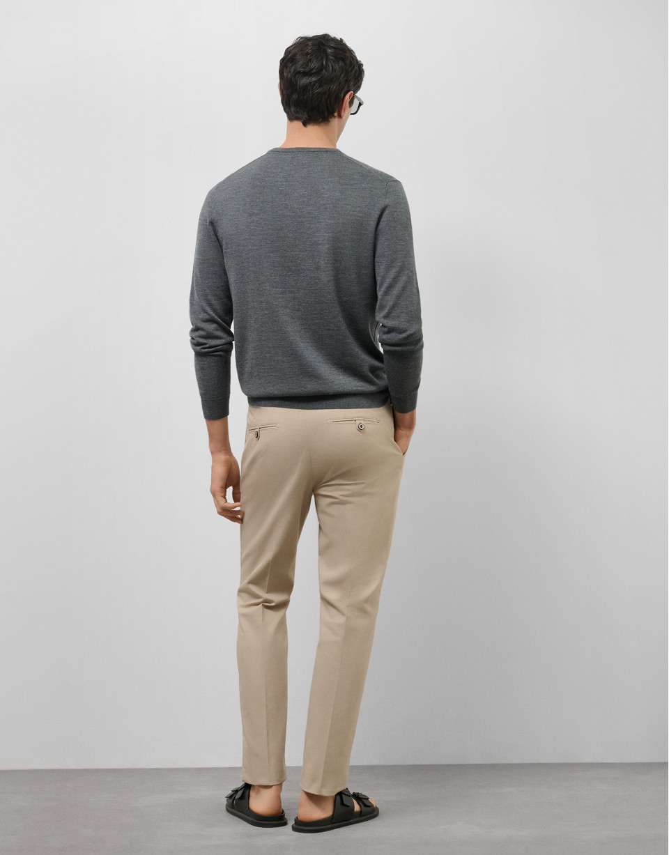 Light tan bird's eye chino pants - Man - SS2025 | Roberto Verino
