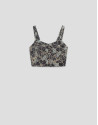 Crop top en tejido vaquero azul con bordado ... | Roberto Verino