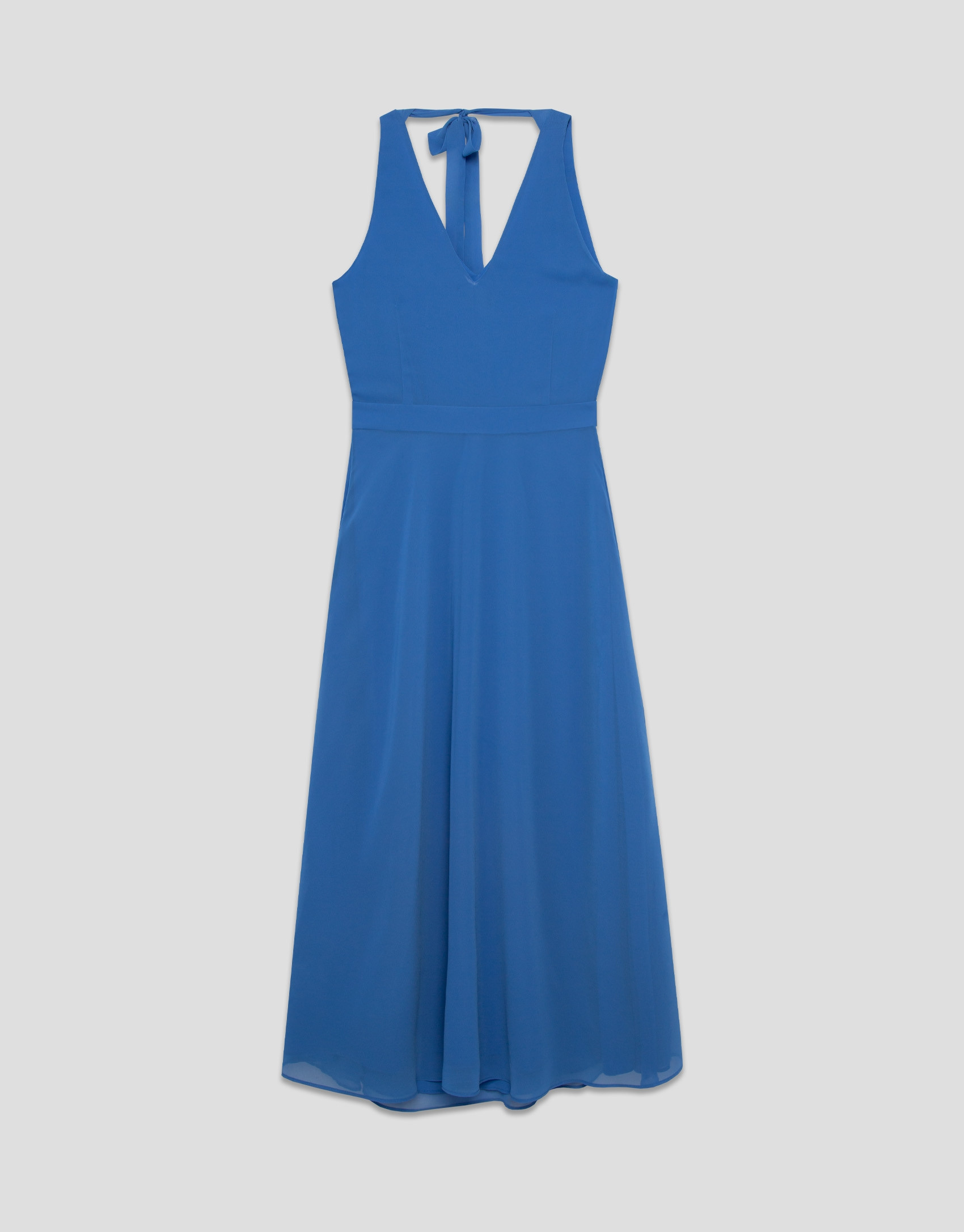 Vestido largo escote halter anudado en crepe ... | Roberto Verino