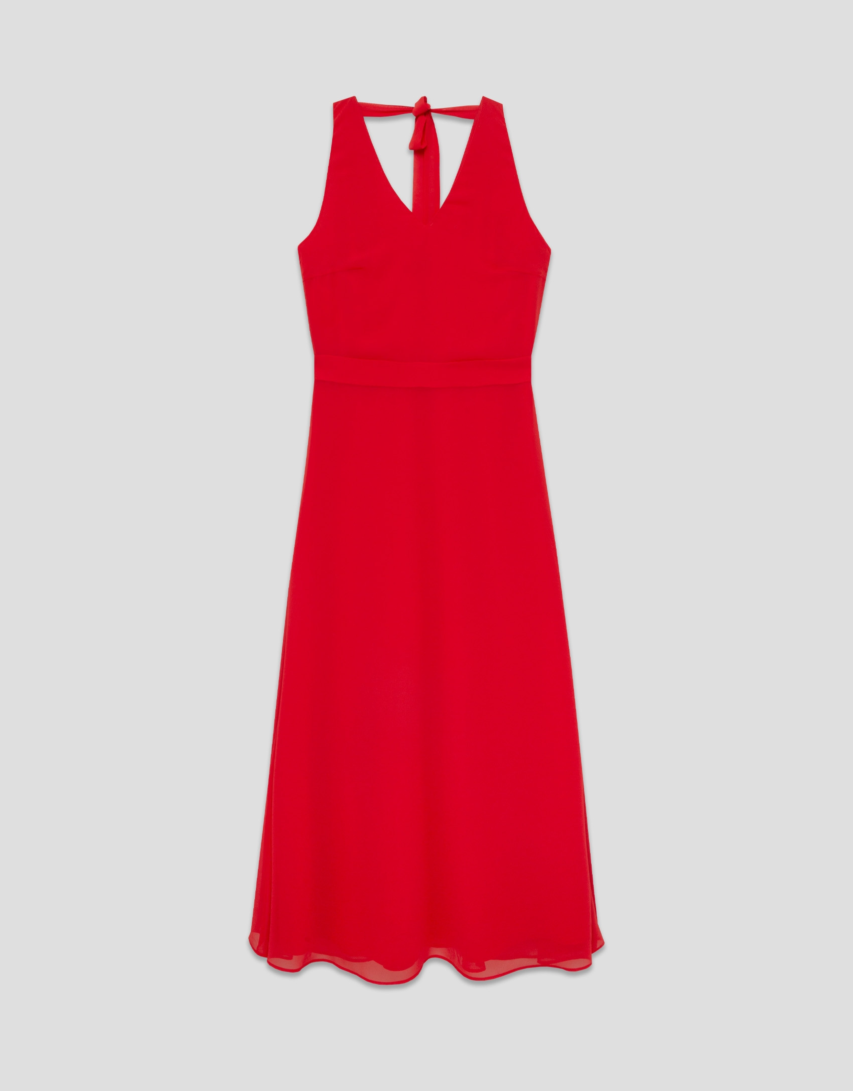 Vestido midi escote halter anudado en crepe ... | Roberto Verino