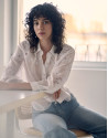 Blusa oversize ramio blanco con bordado - Mujer | Roberto Verino