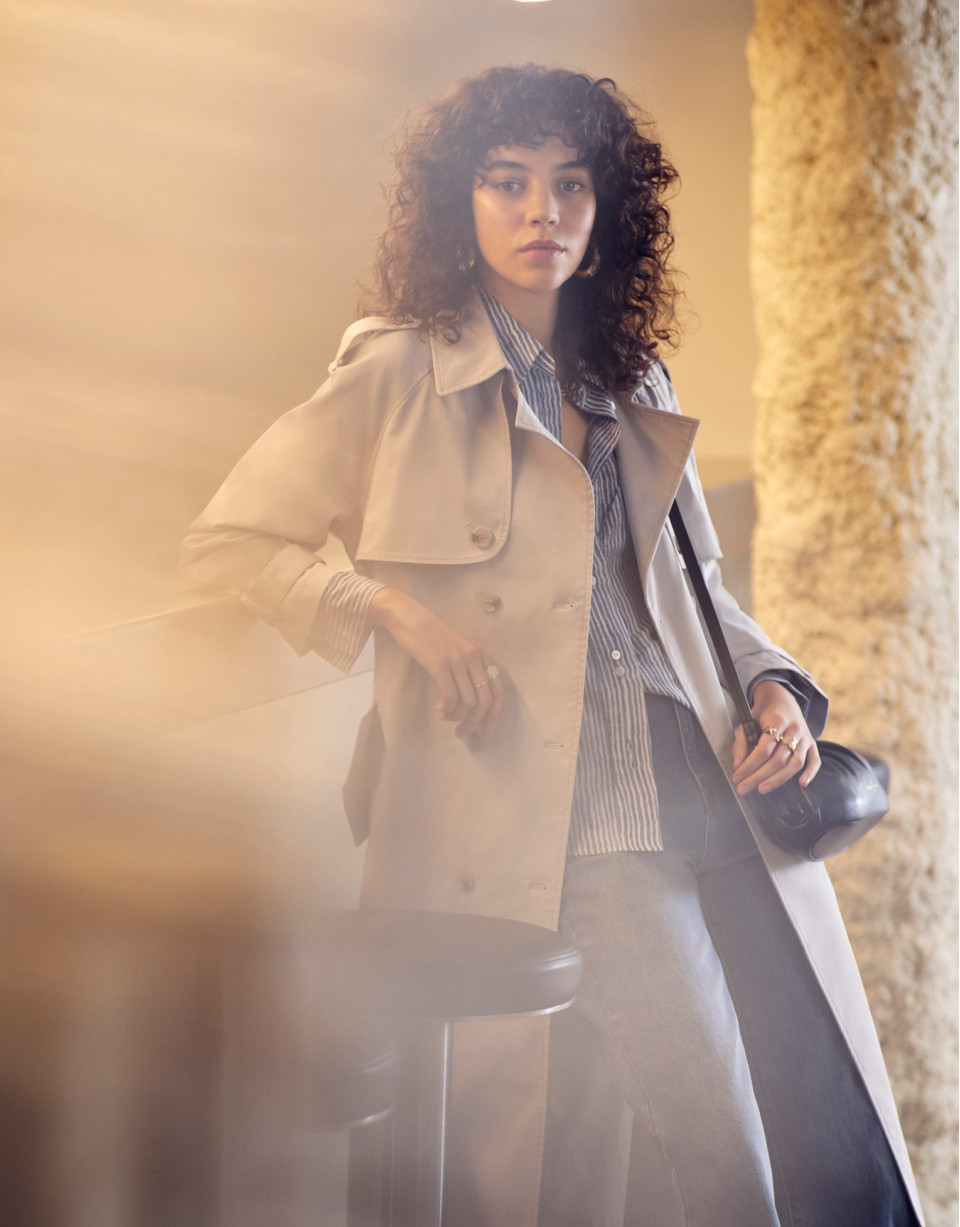 Light gray classic long trench coat - Woman | Roberto Verino