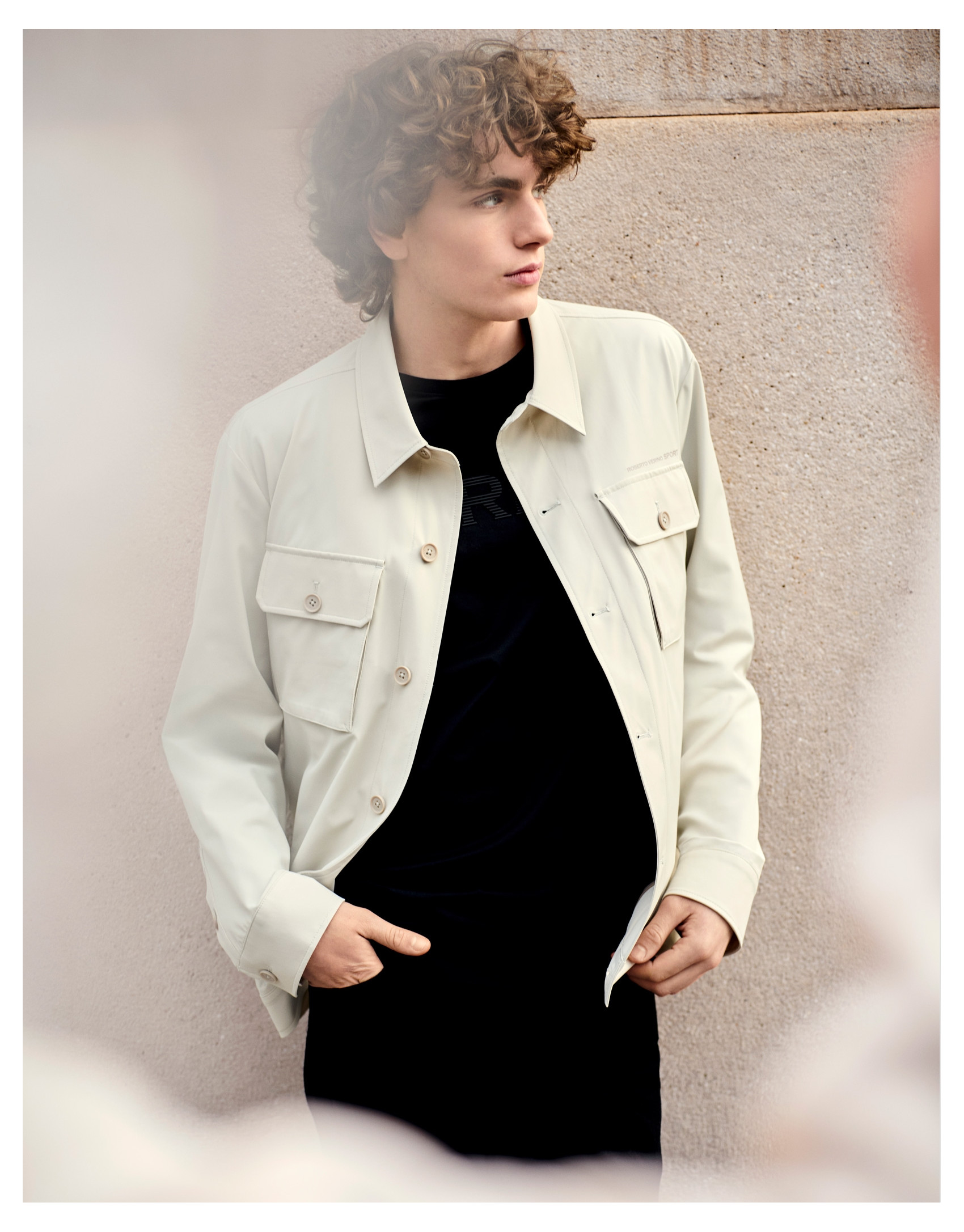 Beige technical overshirt - Man - SS2025 | Roberto Verino