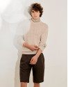 Beige cotton/linen cable knit sweater - Man | Roberto Verino