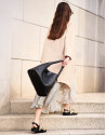 Black Paula Hobo shoulder bag with braided ... | Roberto Verino