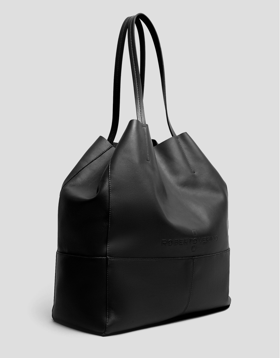 Bolso shopper Megan piel negro - Mujer - PV2025 | Roberto Verino