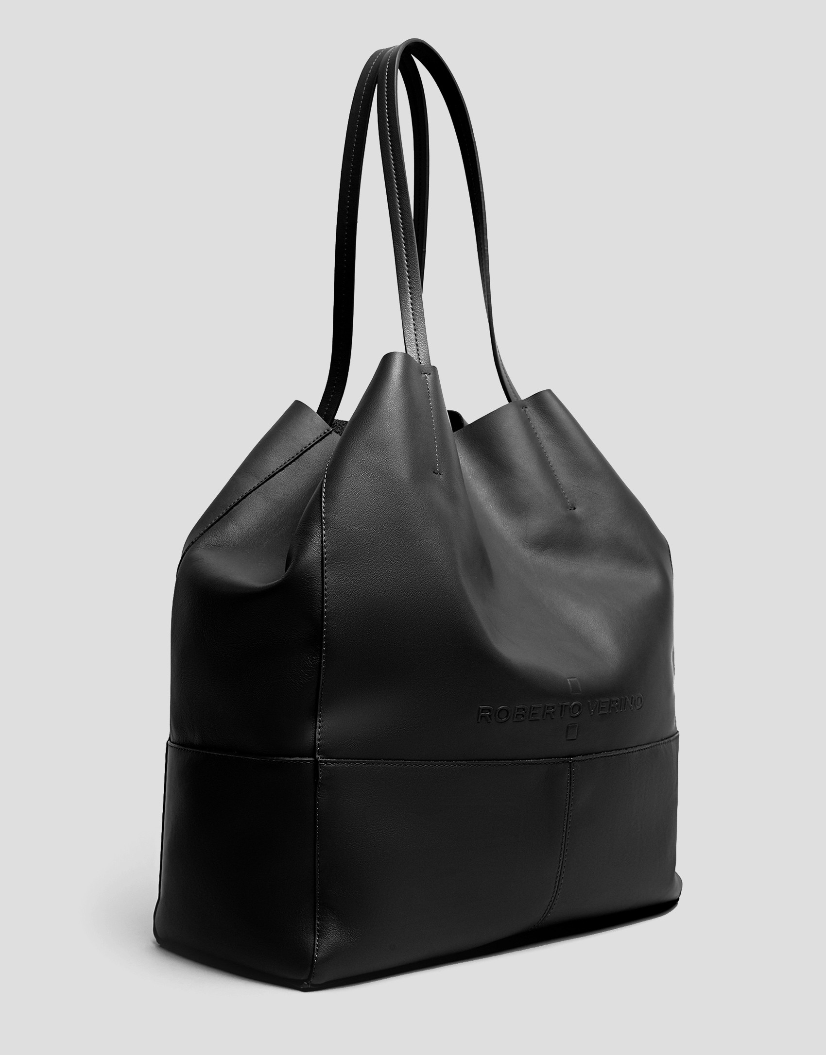 Bolso shopper Megan piel negro - Mujer - PV2025 | Roberto Verino