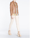 Short brown leather windbreaker