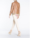 Short brown leather windbreaker