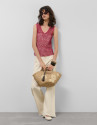 Strappy top with square neckline in raspberry... | Roberto Verino