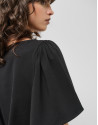 Camiseta manga capa en algodón negro - Mujer | Roberto Verino