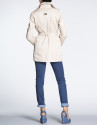 Beige long trench with lapel collar