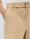 Wide beige flowing twill pants with belt | Roberto Verino