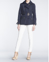 Navy blue gabardine with double row of buttons 