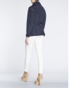 Navy blue gabardine with double row of buttons 