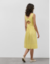 Yellow cotton sleeveless midi dress - Woman | Roberto Verino