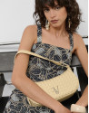 Beige braided leather Erea Moon shoulder bag | Roberto Verino