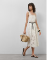 White sleeveless guipure midi dress  - Woman | Roberto Verino