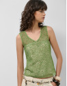 Top tirante ancho en guipur verde - Mujer | Roberto Verino