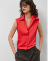 Red cotton sleeveless shirt - Woman - SS2025 | Roberto Verino