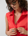 Camisa sin mangas algodón rojo - Mujer - PV2025 | Roberto Verino