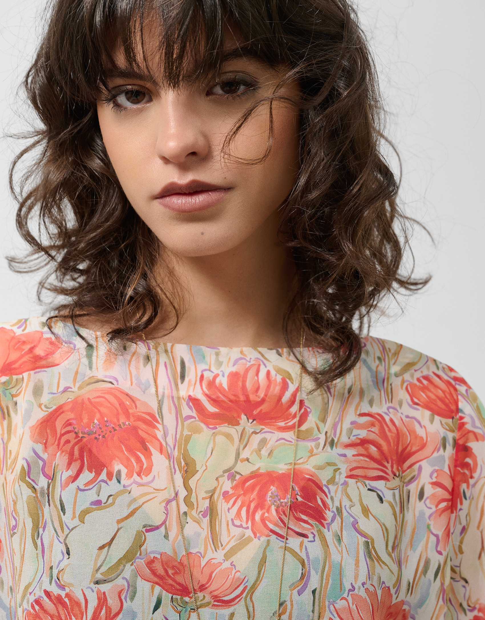 Blusón en gasa estampado vegetal floral ... | Roberto Verino