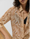 Blusa larga en gasa estampado vegetal cámel | Roberto Verino