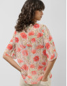 Loose coral and red chiffon blouse with ... | Roberto Verino