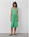 Green cotton sleeveless midi dress - Woman | Roberto Verino