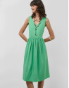 Green cotton sleeveless midi dress - Woman | Roberto Verino