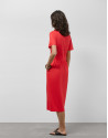Vestido midi camisero algodón satinado rojo | Roberto Verino