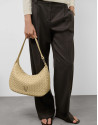 Ecru V-neck sweater with central stripe - Woman | Roberto Verino