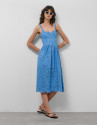 Vestido midi tirantes bordado suizo azul | Roberto Verino