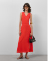 Vestido midi escote halter anudado en crepe ... | Roberto Verino