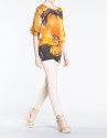 Long floral print bat sleeve sweater 