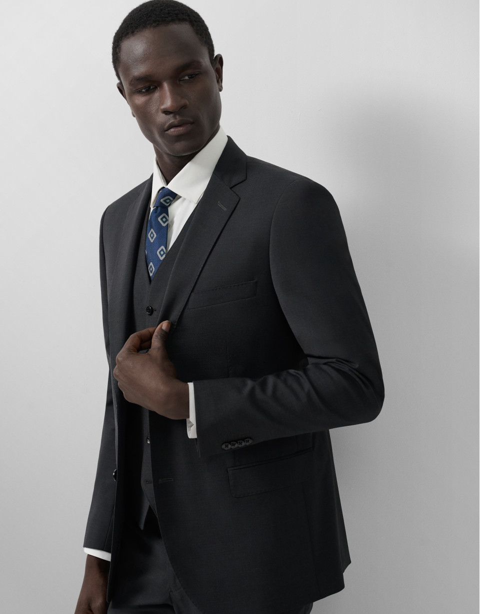 Traje half canvas slim fit liso gris oscuro | Roberto Verino