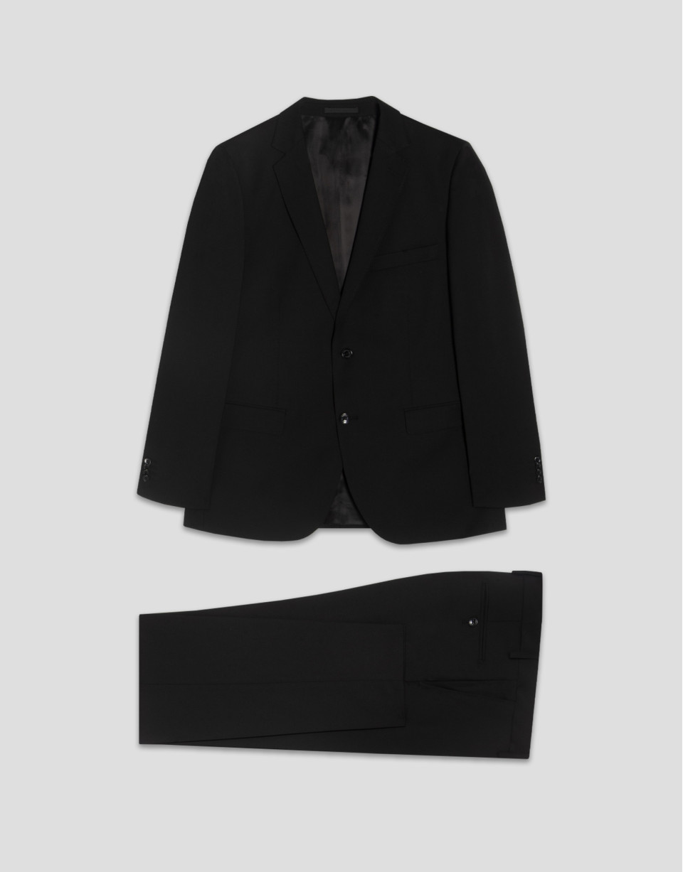 Slim fit half canvas suit in plain black - Man | Roberto Verino