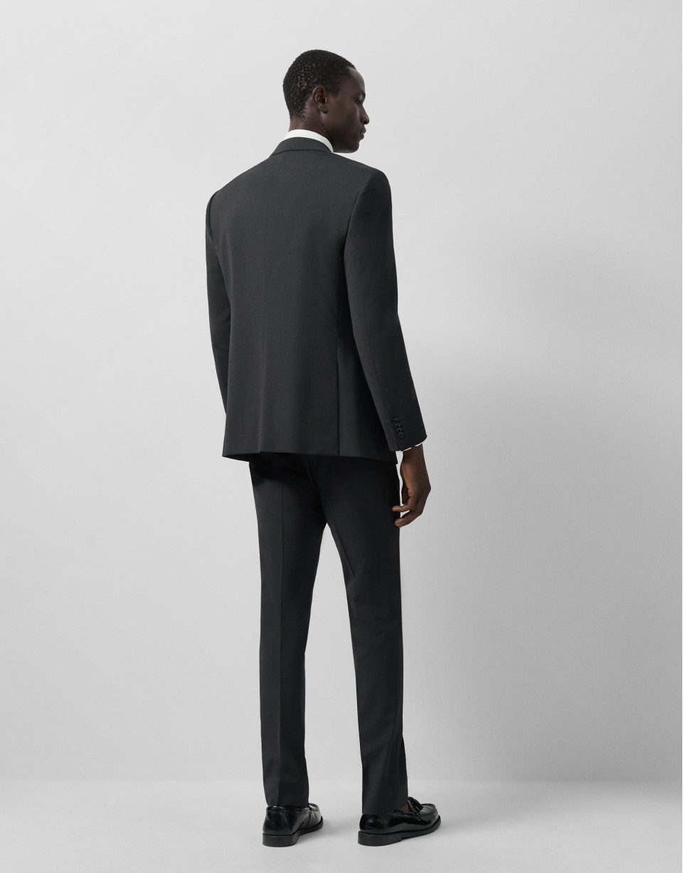 Dark grey fake plain slim fit half canvas suit | Roberto Verino
