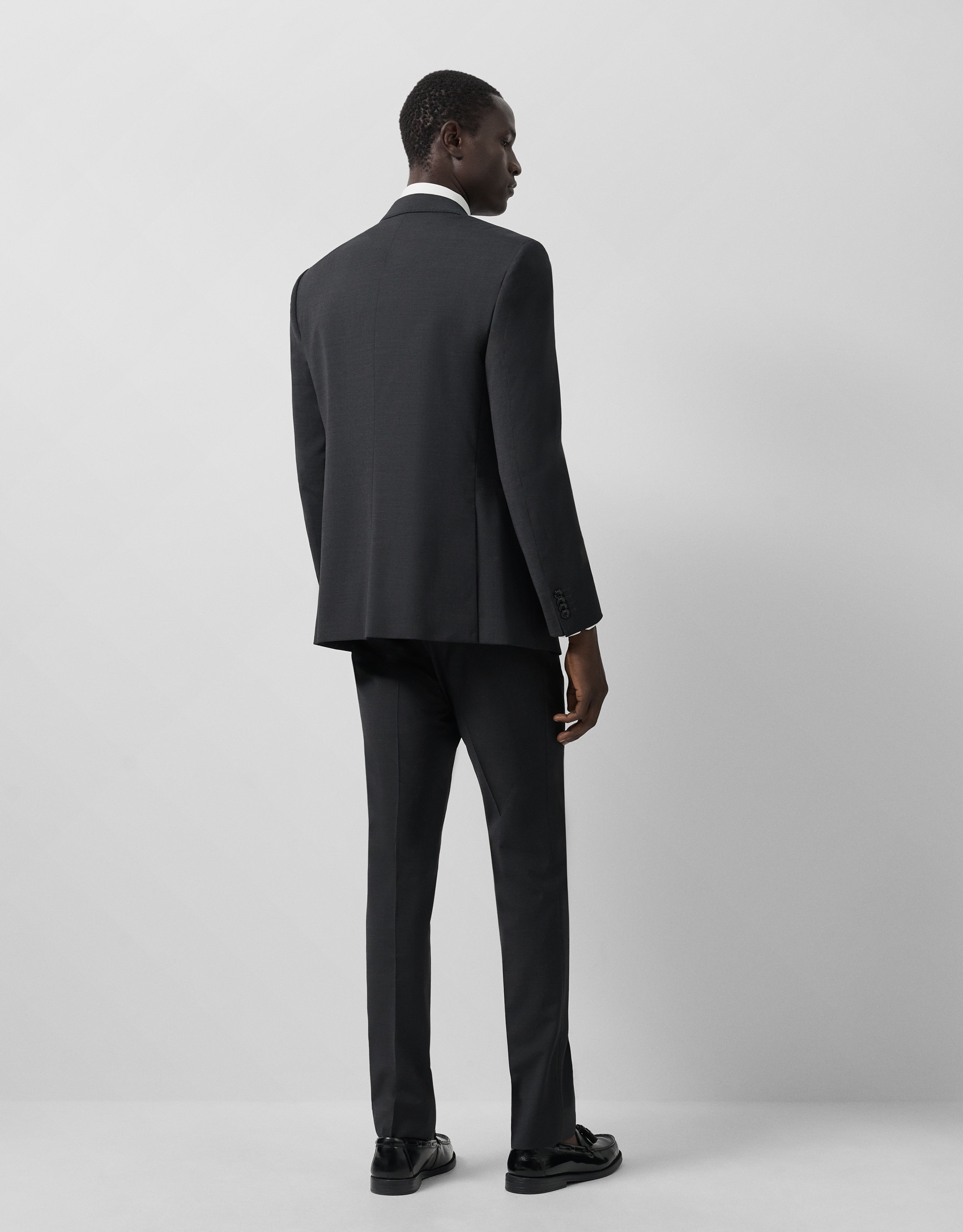 Dark grey fake plain slim fit half canvas suit | Roberto Verino