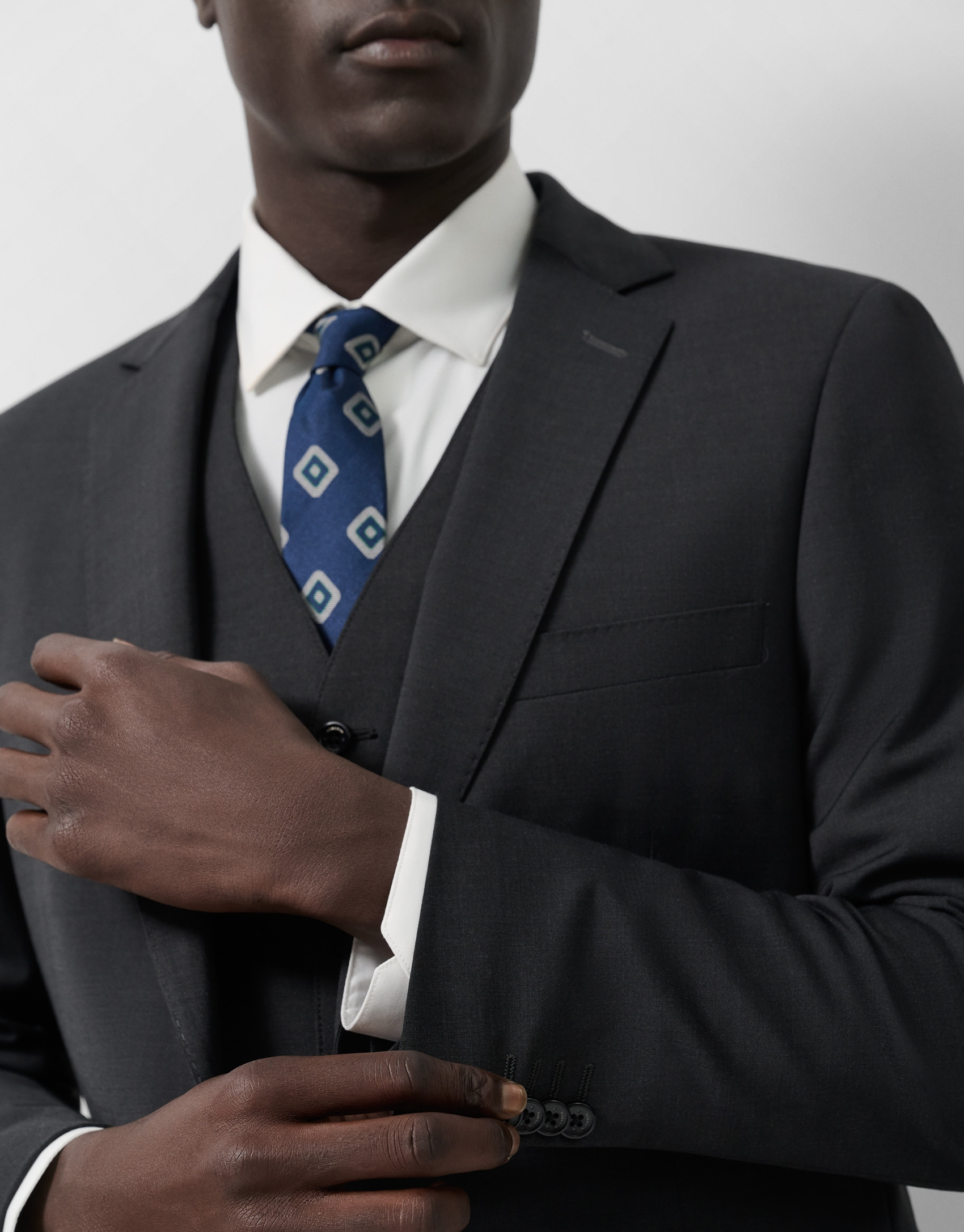 Traje half canvas slim fit liso gris oscuro | Roberto Verino