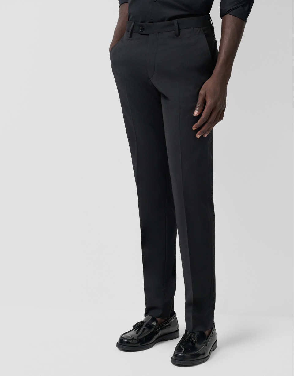 Slim fit half canvas suit in plain black - Man | Roberto Verino