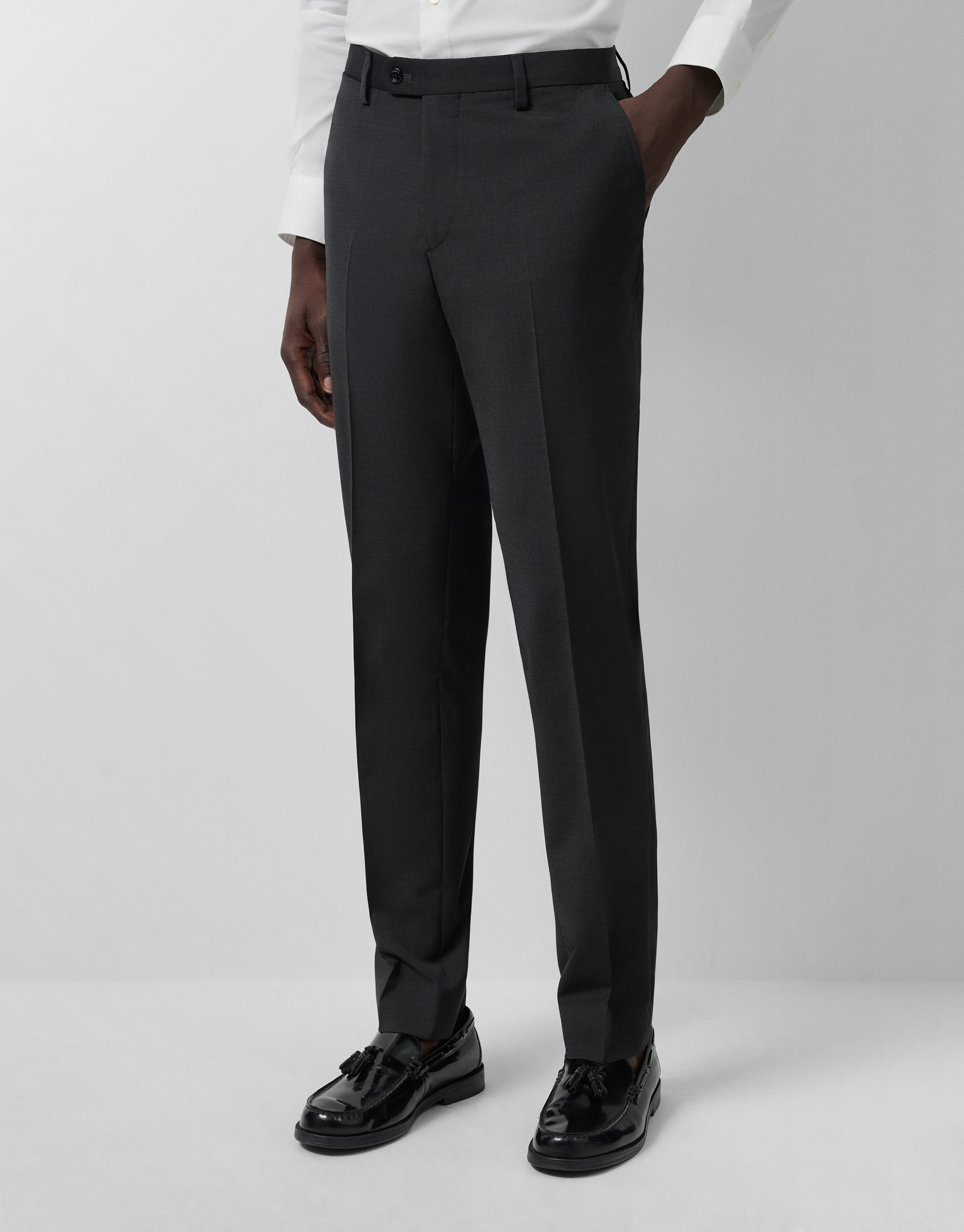 Traje half canvas slim fit liso gris oscuro | Roberto Verino