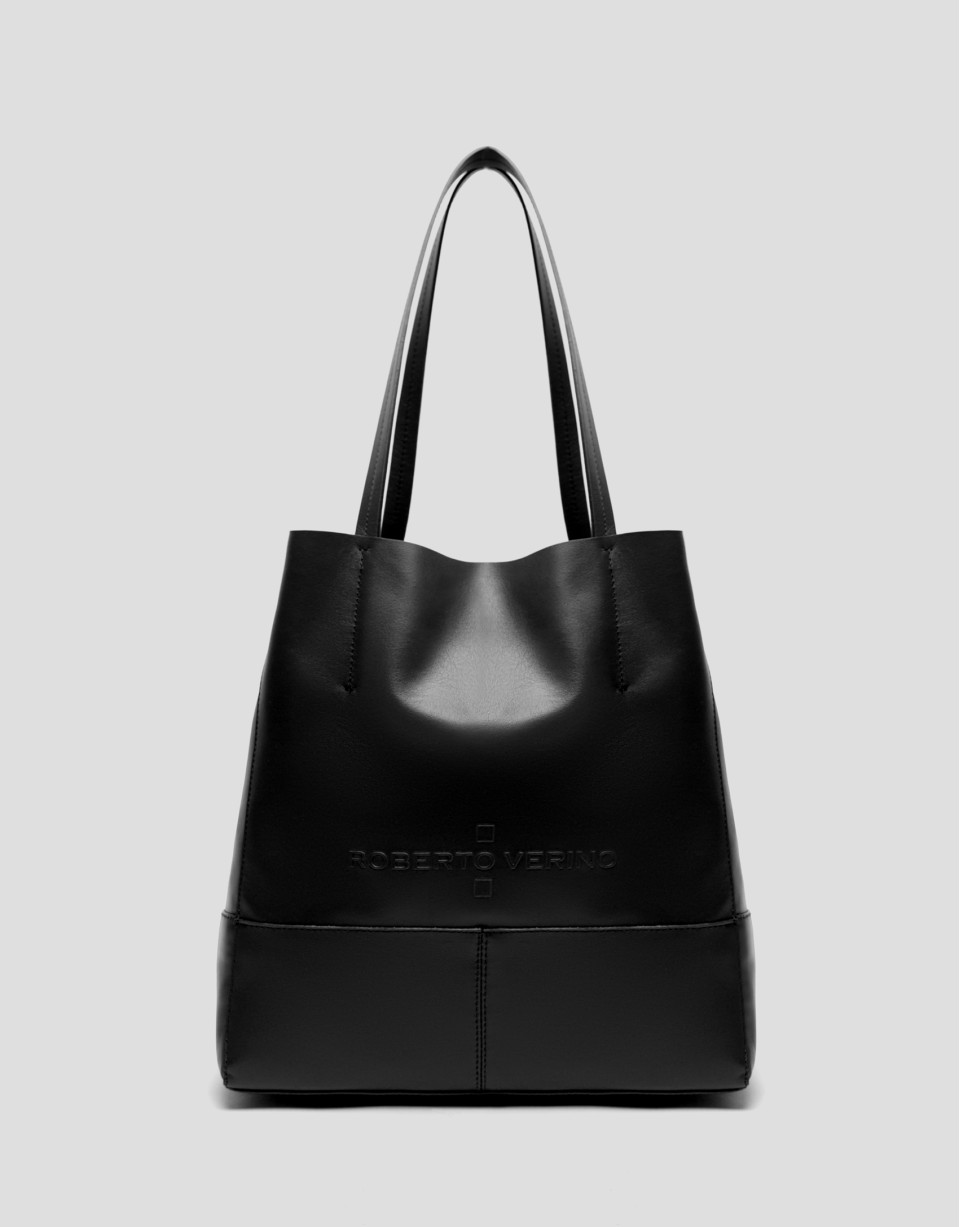 Bolso shopper Megan Midi piel negra - Mujer | Roberto Verino